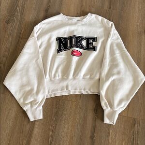 Nike Cream Cropped Sweatshirt with Black Logo
